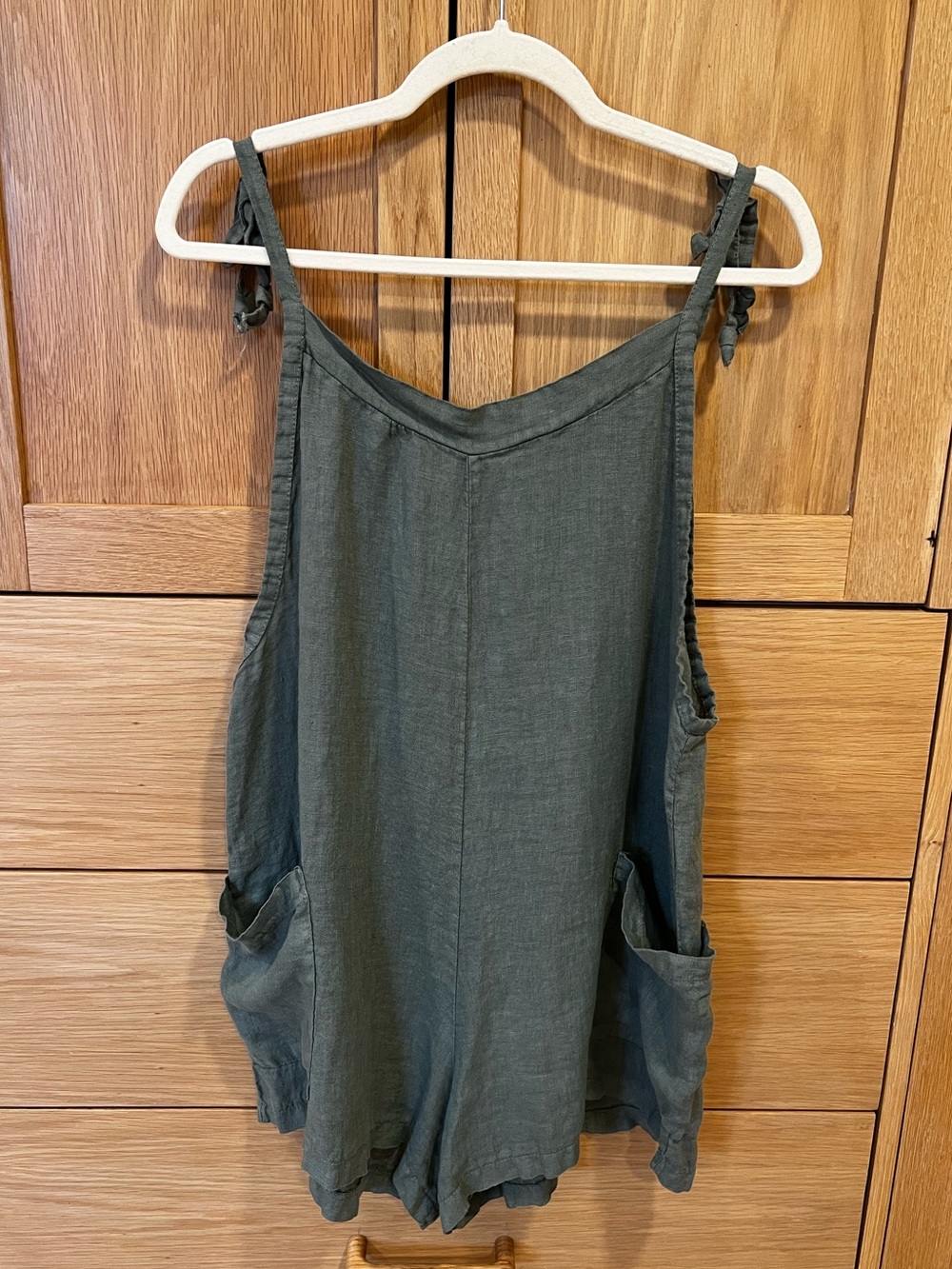 Beachwood Baby Linen Short Overall Fern Green One Size Beach Maternity Casual